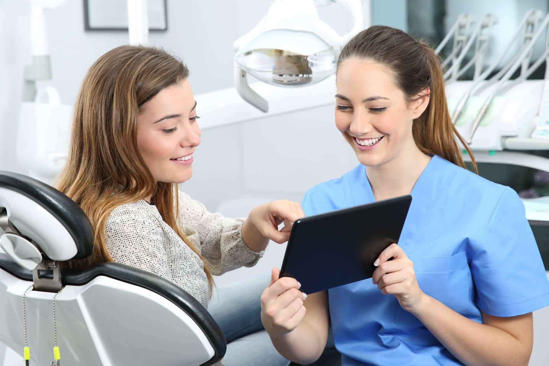 A lady choosing a invisible braces product